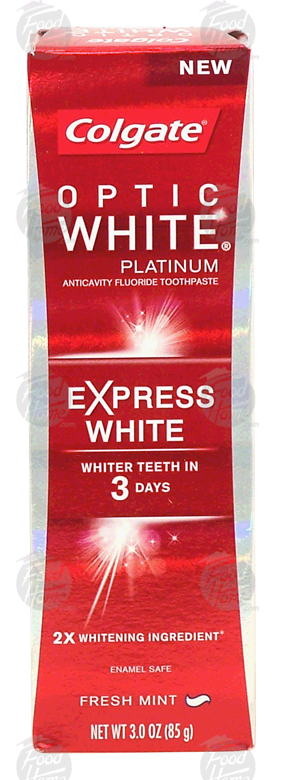 Colgate&nbsp;Optic White&nbsp;platinum, express white, anticavity flouride toothpaste, fresh mint Full-Size Picture